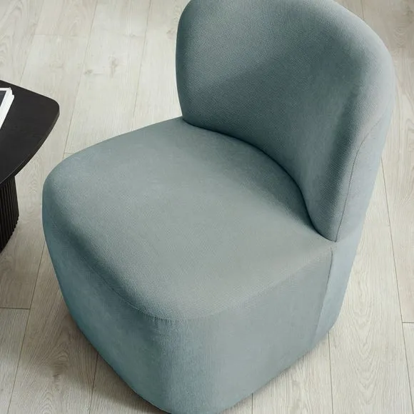 Return - Lunetta Chenille Armless Accent Chair, Riviera Blue 3