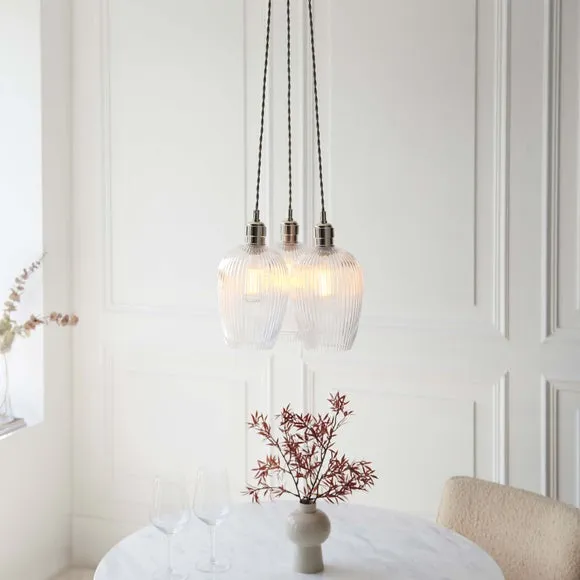 Vogue Sturt 3 Light Ribbed Adjustable Cluster Ceiling Light