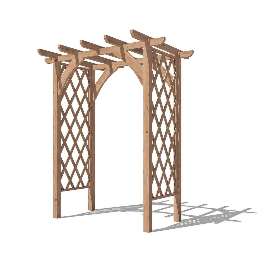 Dunster House Wooden Corner Pergola Arch with Trellis Lattice 1.8m x 1.4m Jasmine in Brown
