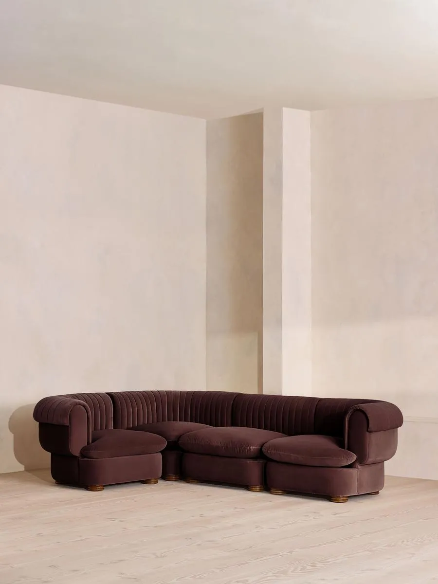 Rava Modular Sofa, L-Shape Sofa, Velvet, Aubergine