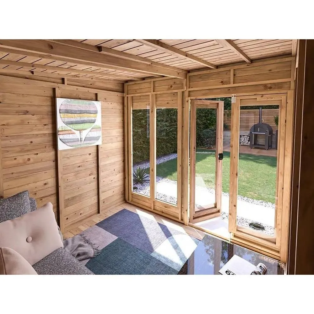 Dunster House Summerhouse 2.4m x 2.4m (8' x 8') Pent Roof, RagePanda Modular in Brown 4