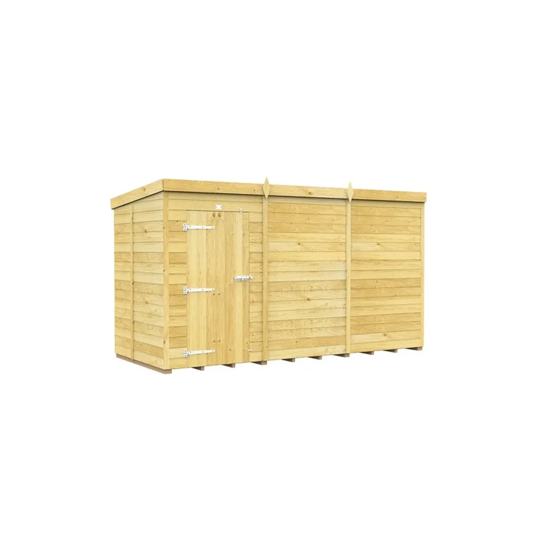 Buttercup Farm 12 x 5 Feet Pent Shed - Single Door W/O Window - L147 x W358 x H201 cm in Brown