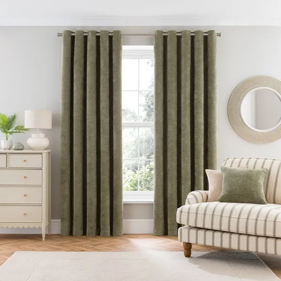 Alayna Chenille Eyelet Curtains (Blackout Available) 2