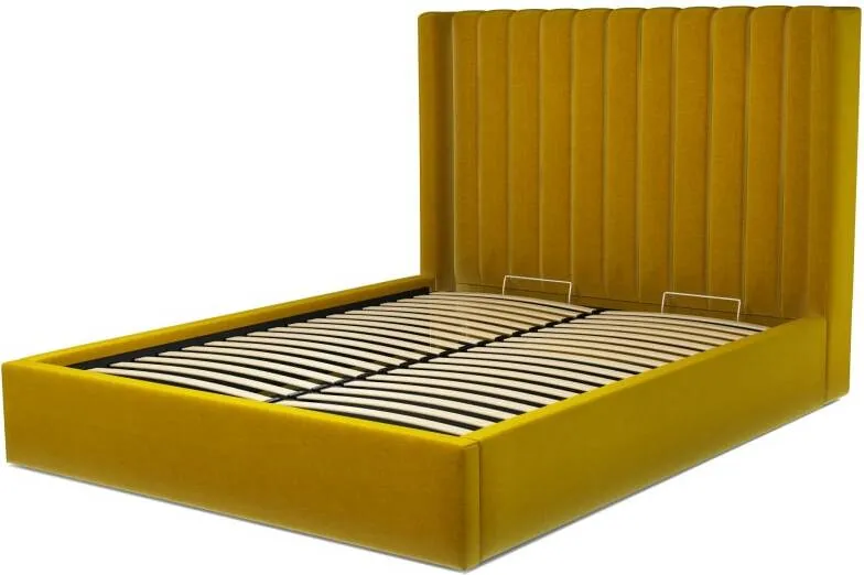 Cory King Size Ottoman Storage Bed, Saffron Yellow Velvet