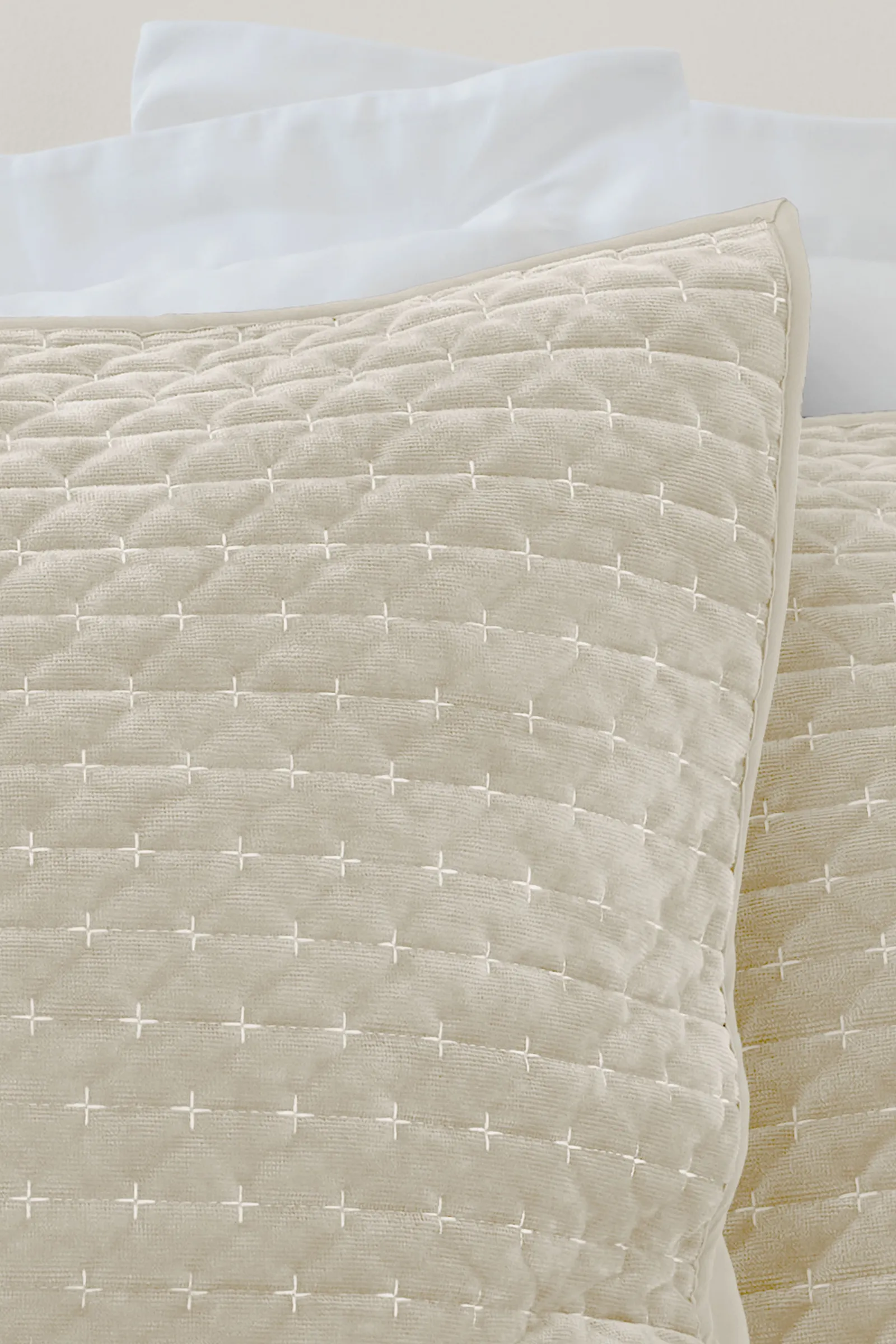 Bianca 'Attica Velvet' Embroidered Pillow sham Pair in Natural 2