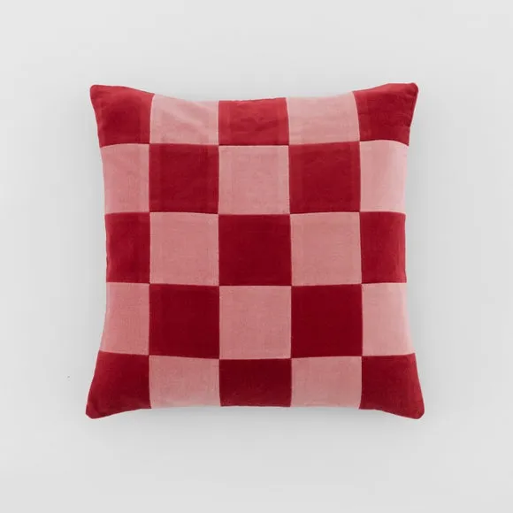 Clara Cubed Patchwork Cotton Velvet Square Cushion 3