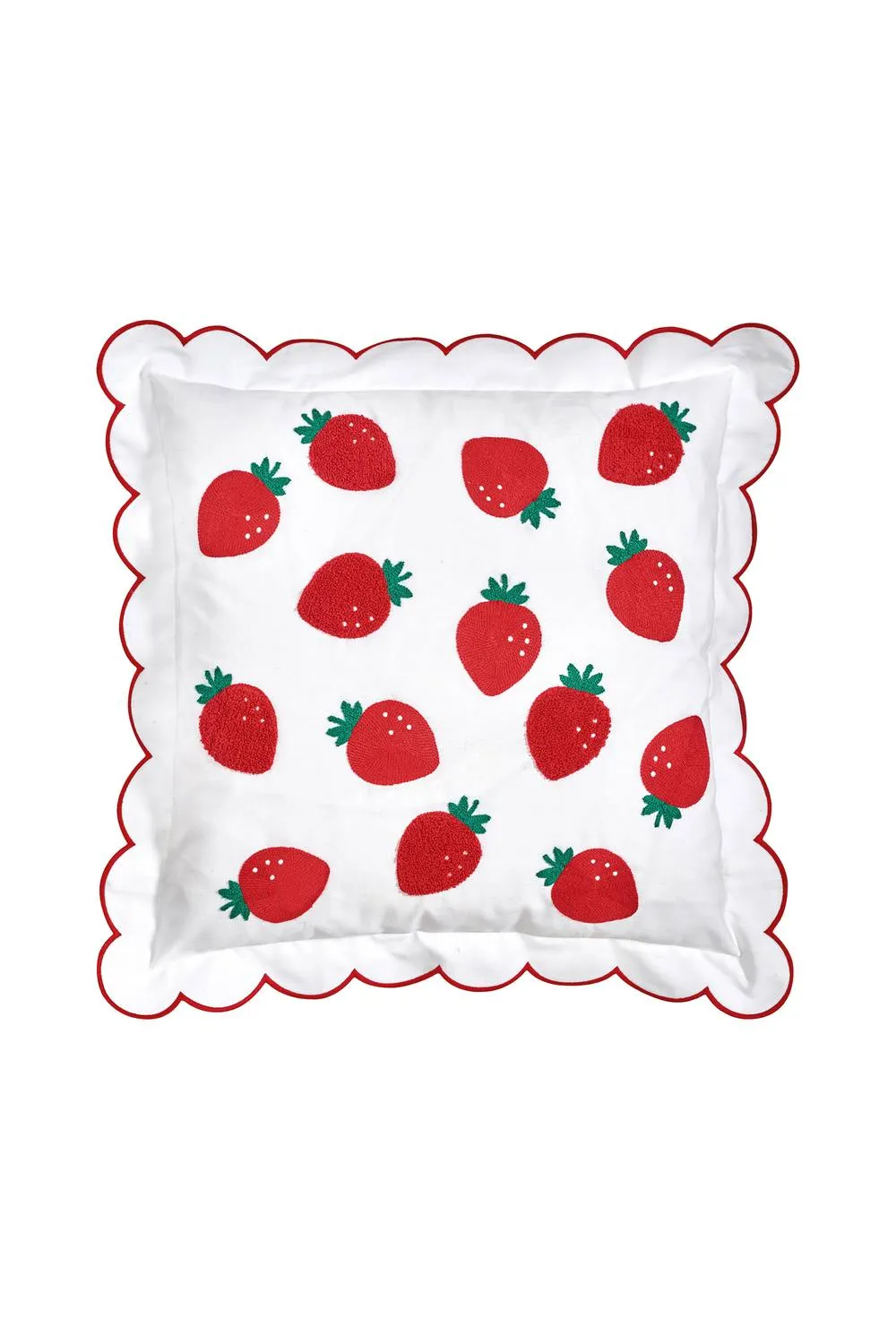 Catherine Lansfield 'Strawberry' Embroidered Cushion in Red 3
