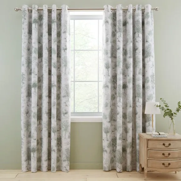 Toile Trees Polycotton Blackout Eyelet Curtains 2