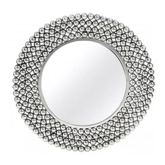 Templars Beaded Effect Wall Bedroom Mirror In Silver Frame