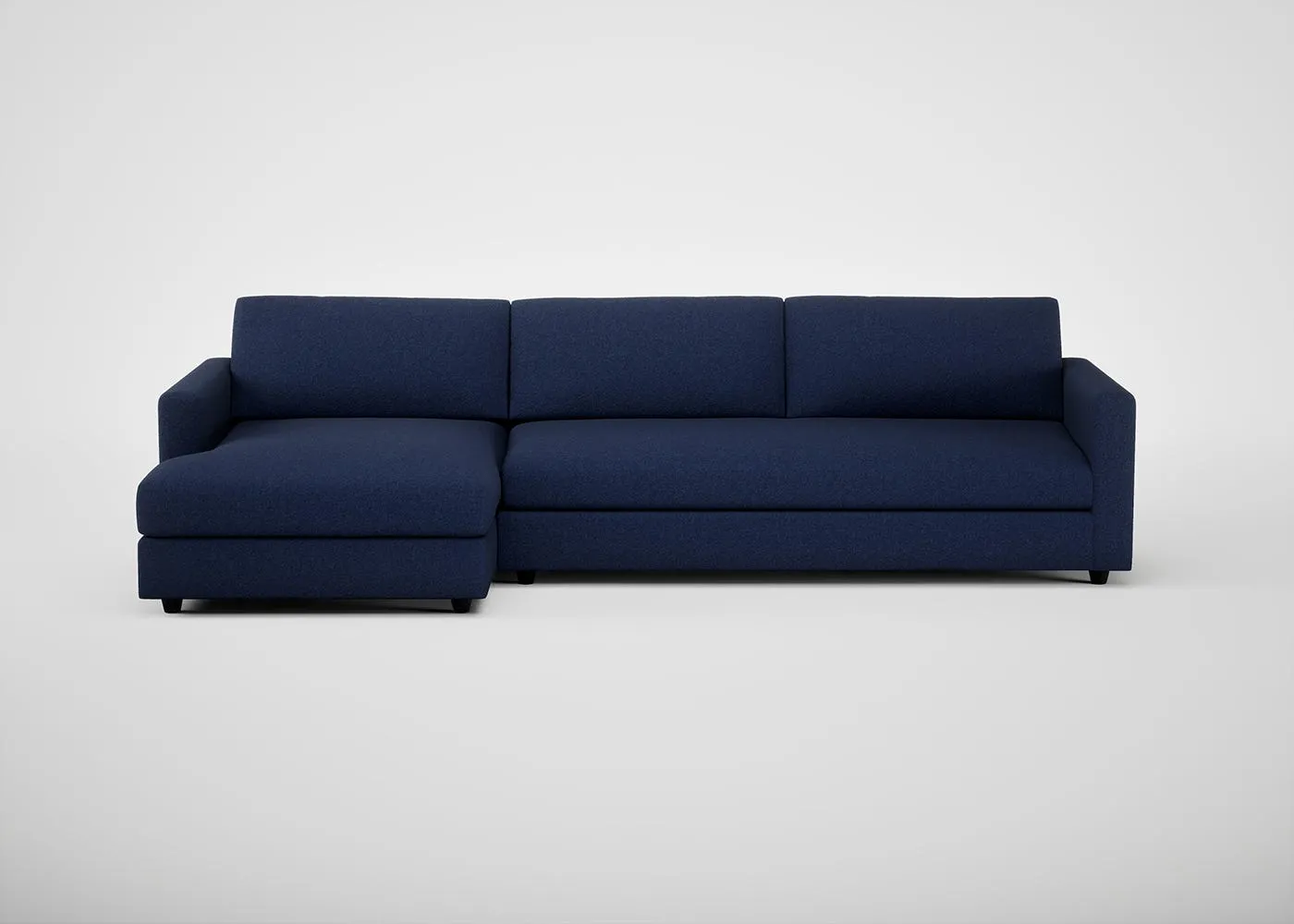 Heal's Nimbus 4 Seater Left Hand Corner Chaise Melton Wool New Navy Black Feet 1