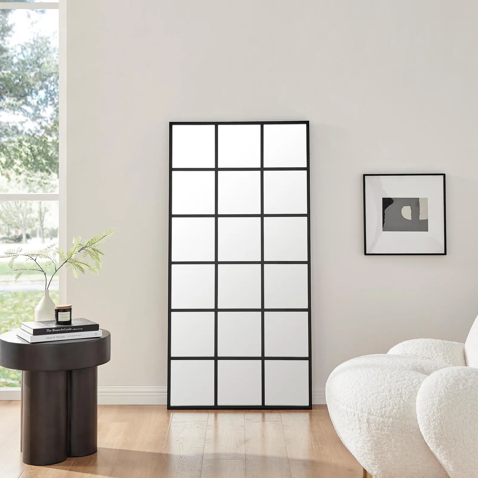 FurnitureboxUK Yoko Medium Black Industrial Frame Window Wall Mirror