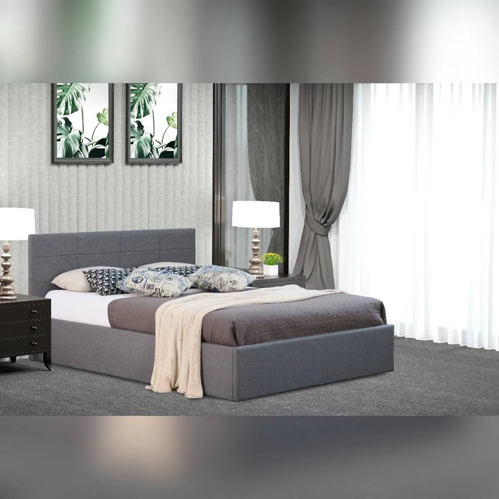 Comfy Living Ltd Linen Fabric Gas Lift Ottoman Bed in Grey 2