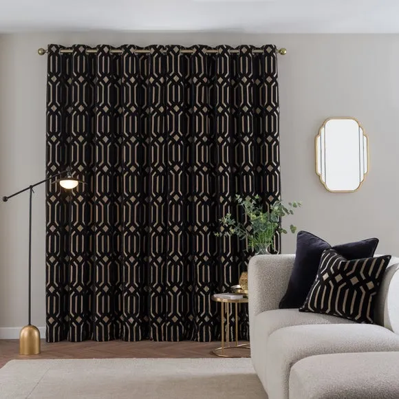 Luxe Deco Cut Velvet Eyelet Curtains 4