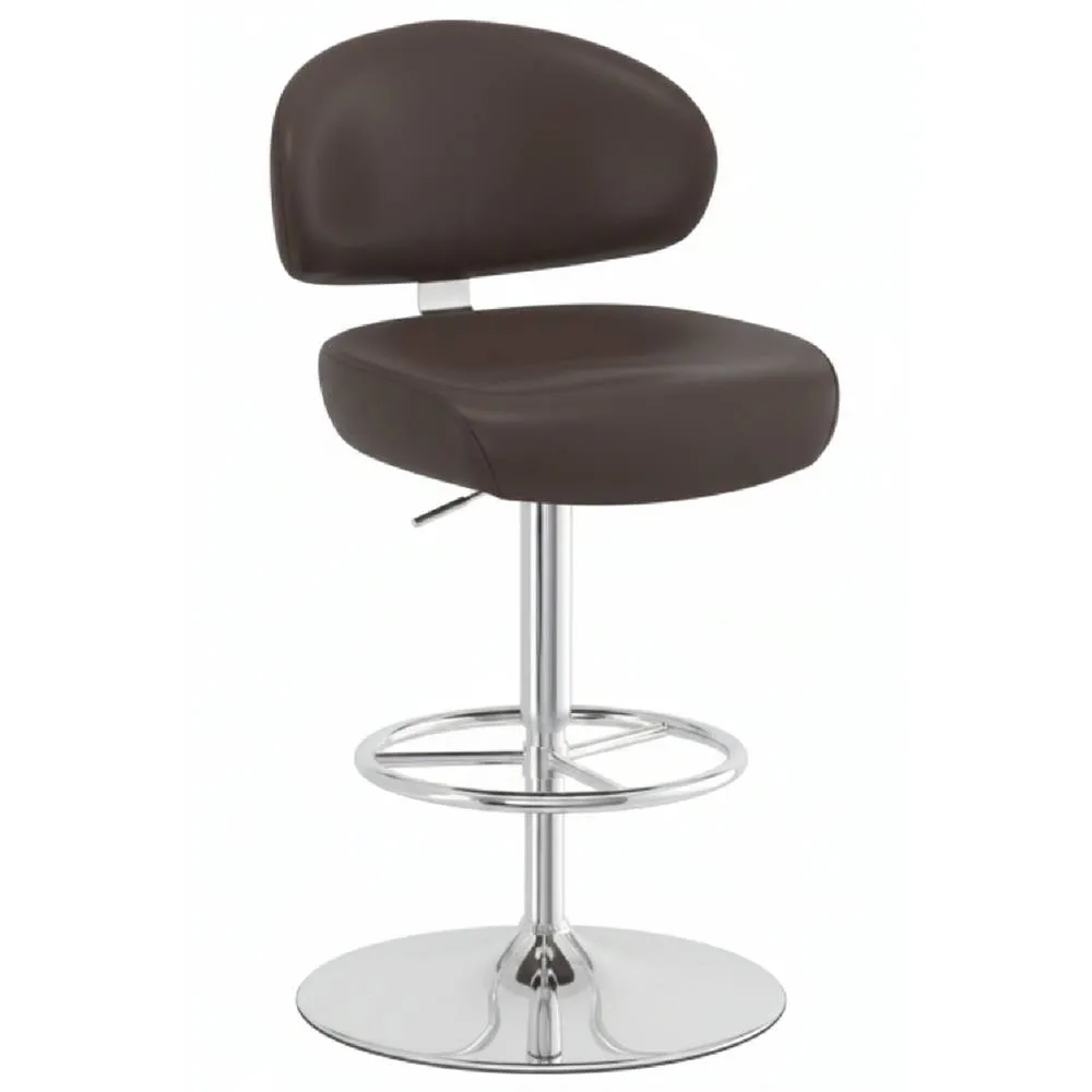 netfurniture Caso Brown Breakfast Bar Stool - Adjustable Padded Chrome