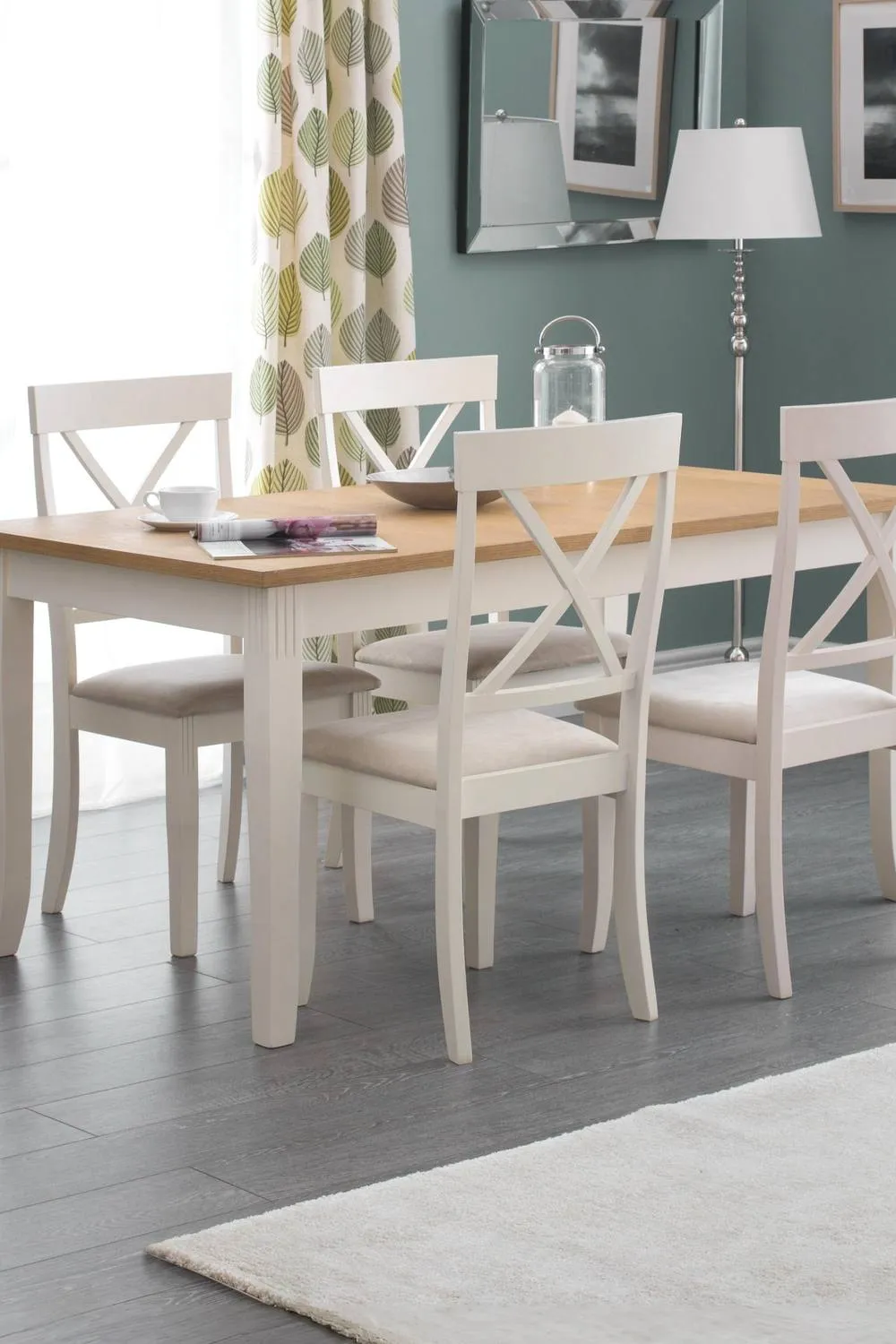 Julian Bowen Davenport Rectangular 4-6 Seater Dining Table in Ivory