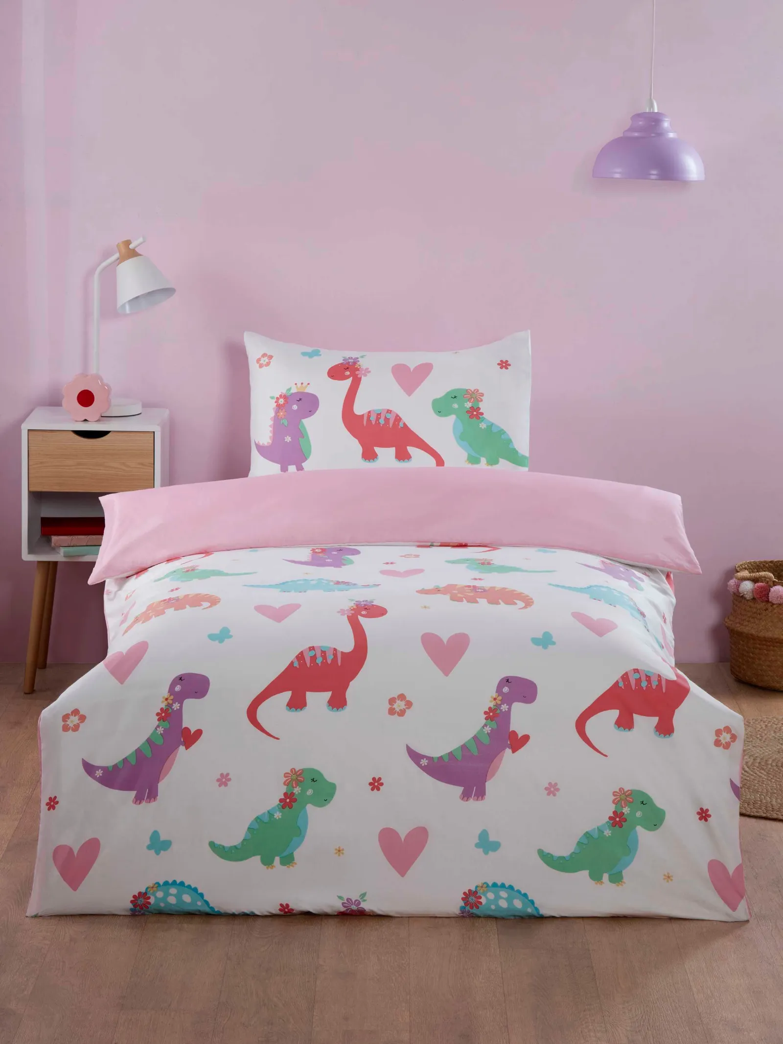 Rapport Home Dino Daisy Microfibre Duvet Set Single Multi, Multi