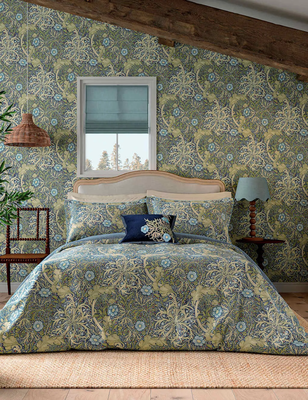 Morris & Co Pure Cotton Morris & Co Seaweed Bedding Set Multi