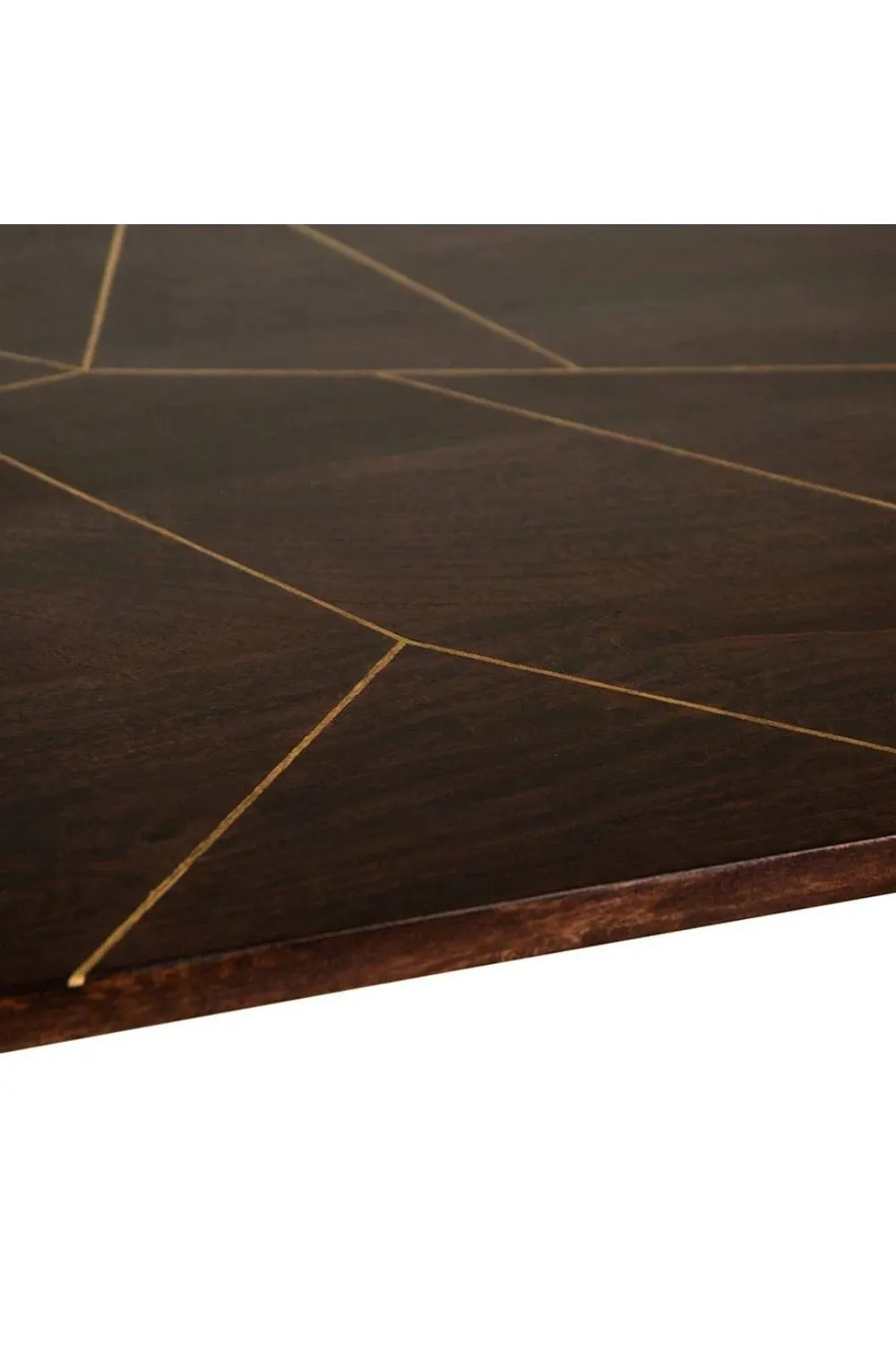 IH Design Silchester Dark Mango Rectangular 6 Seater Dining Table Gold Detail in Brown 6