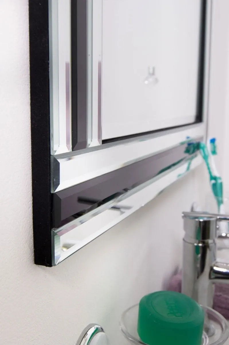 MirrorOutlet Dalton Black & Silver Bevelled Triple Edge Wall Mirror 68 x 58cm 4