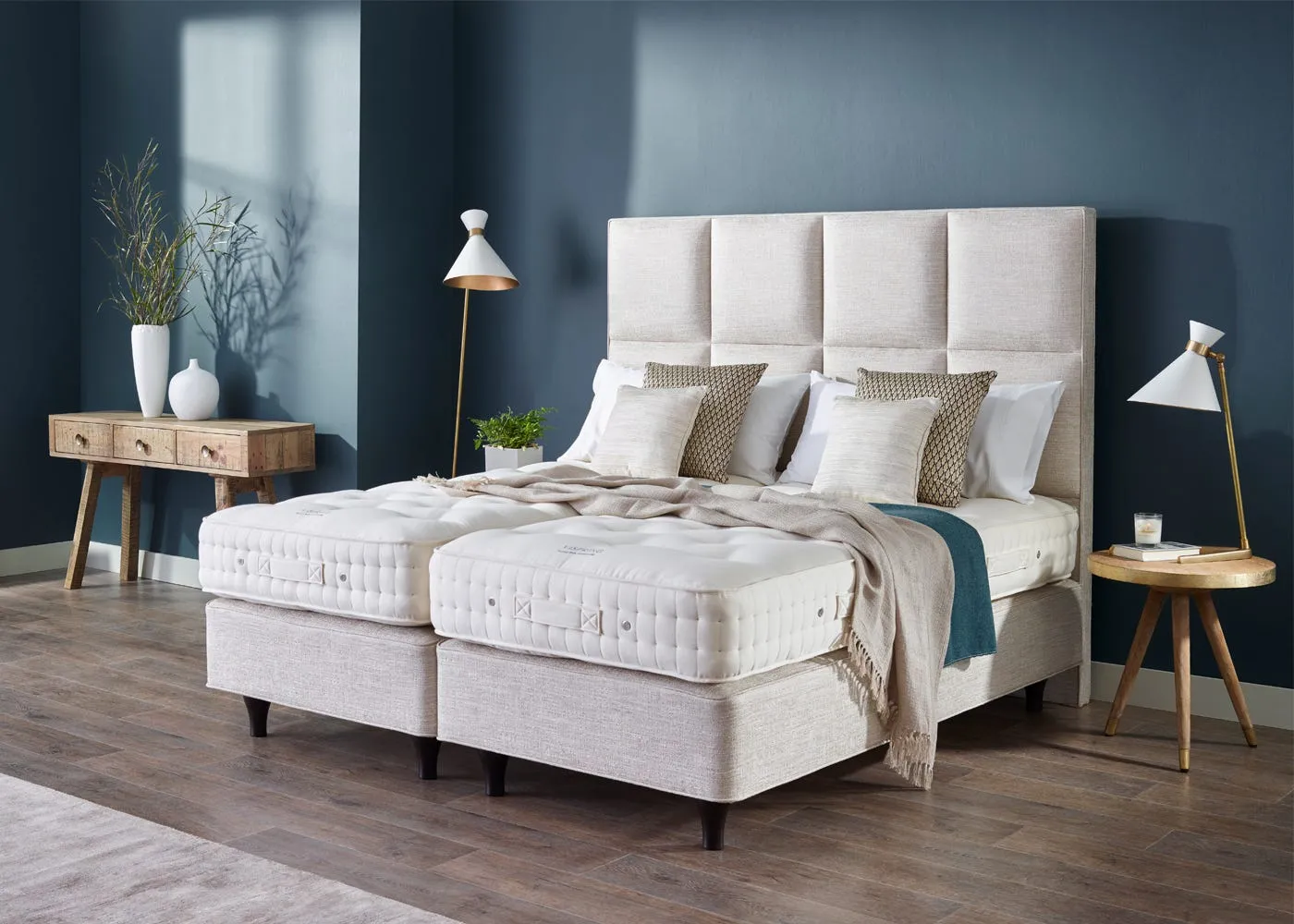 Vispring Atlas Super King Headboard Chain Weave Fawn 750 2