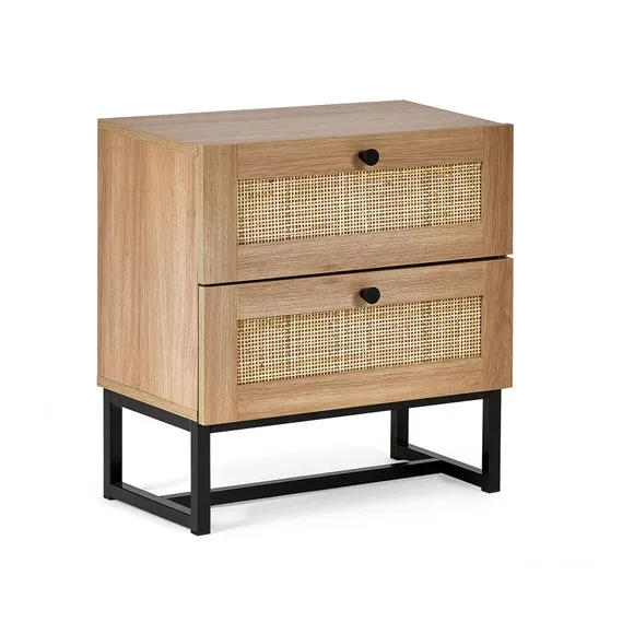 Return - Hollis 2 Drawer Bedside Table, Oak 3