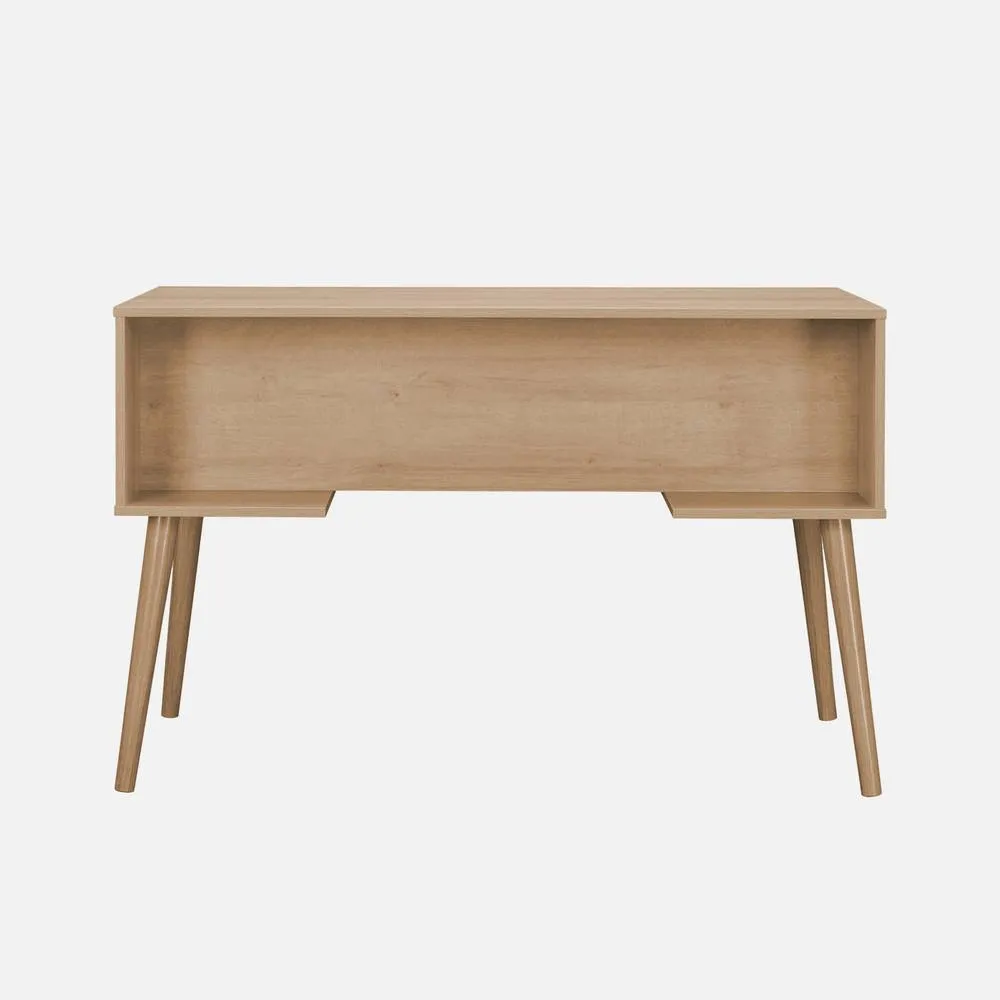 sweeek 2-drawer Wooden & Cane Effect Desk in Light Brown 4