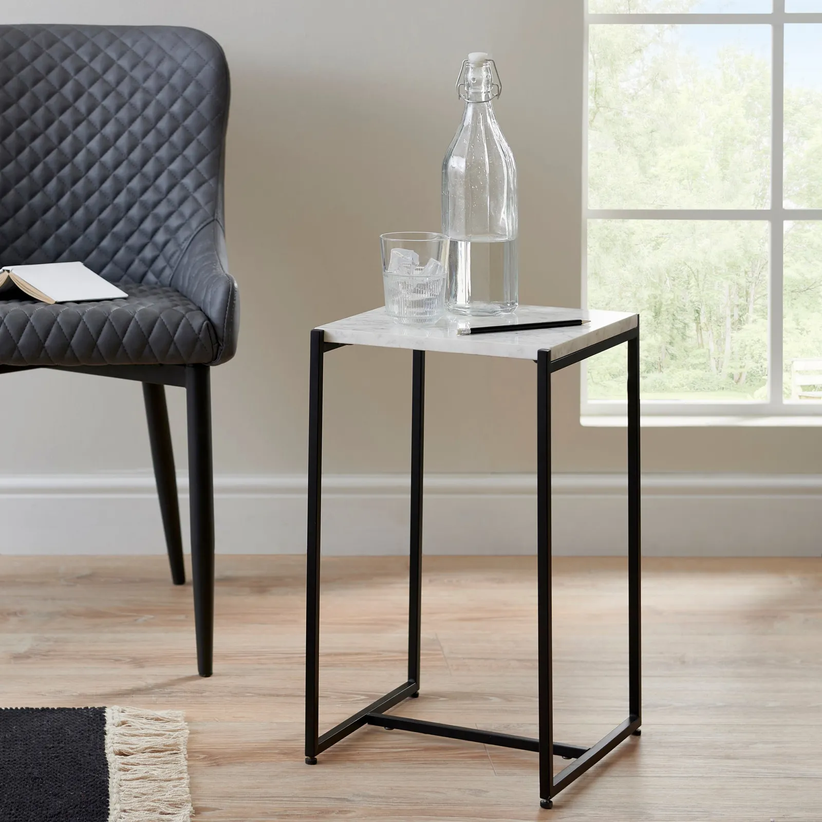 Monte White Marble Side Table Marble