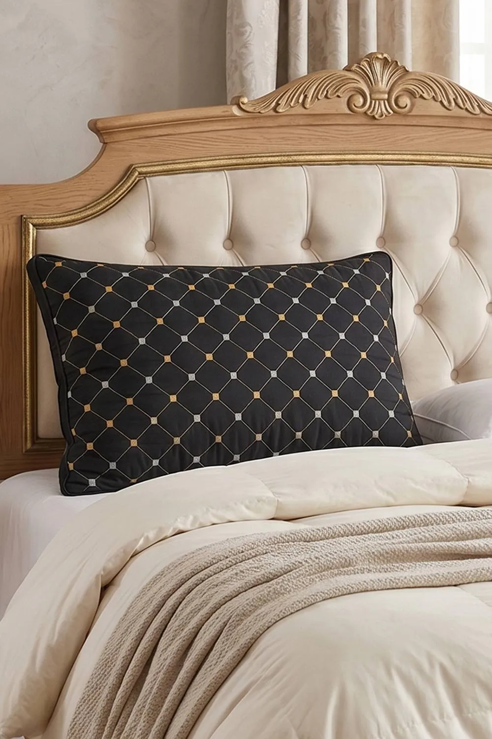 Living and Home Pillow Insert for Back Stomach and Side Sleepers in Black