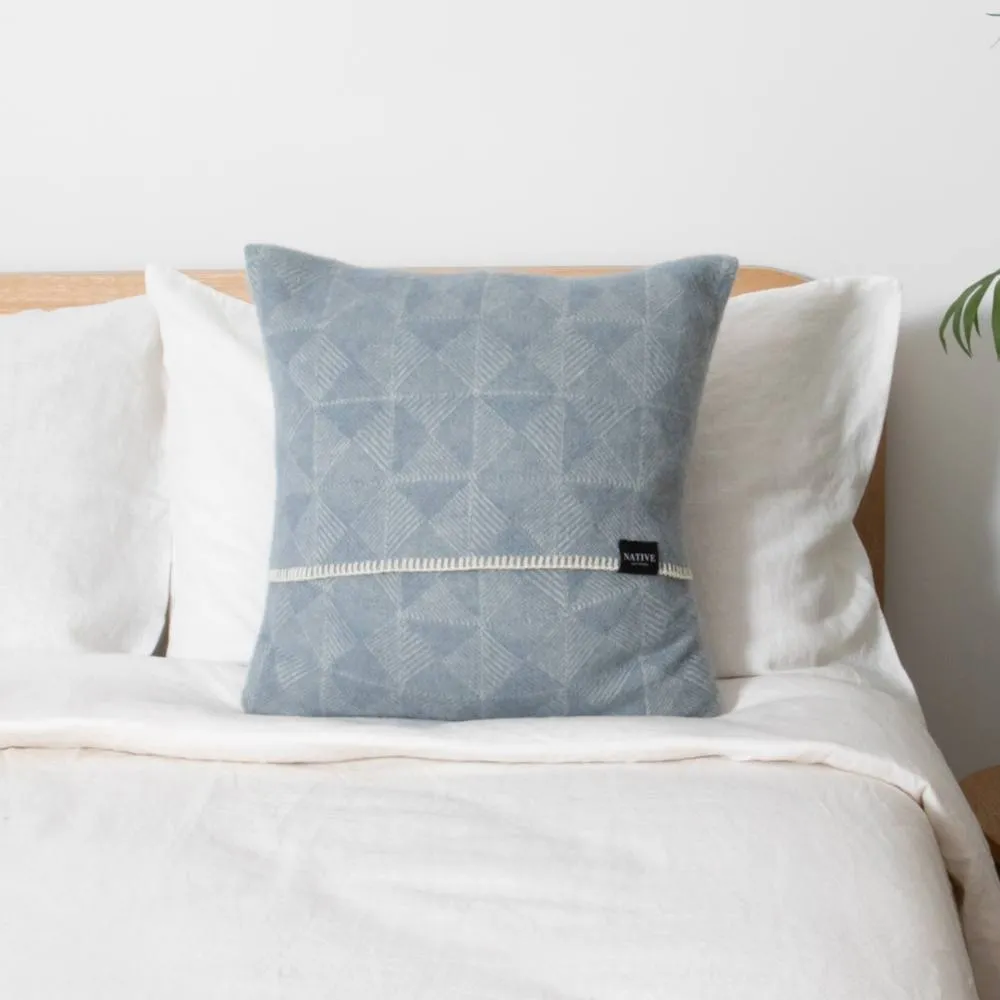 Native Natural Diamond Blue Wool Cushion 45x45cm