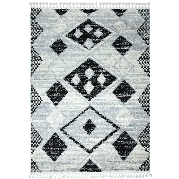 Ayran Rug Grey and Black - 100% Polyester - 17mm Pile - Machine Woven - W120 x D170cm