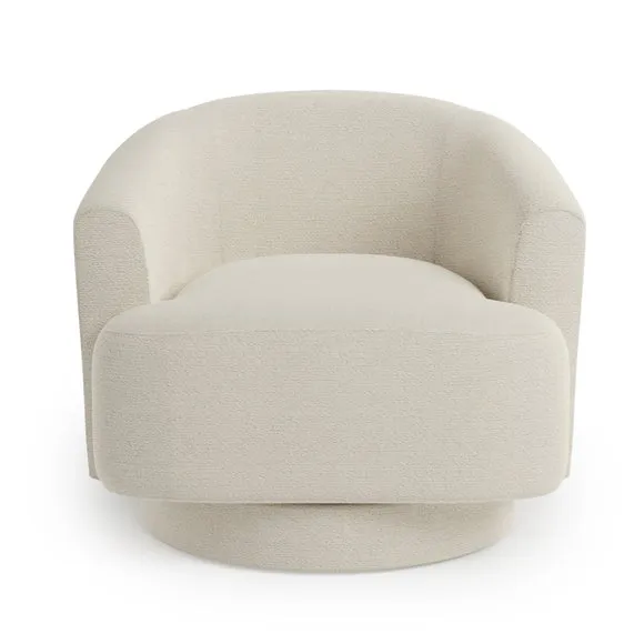 Carmen Curved Ivory Chunky Chenille Swivel Chair 6