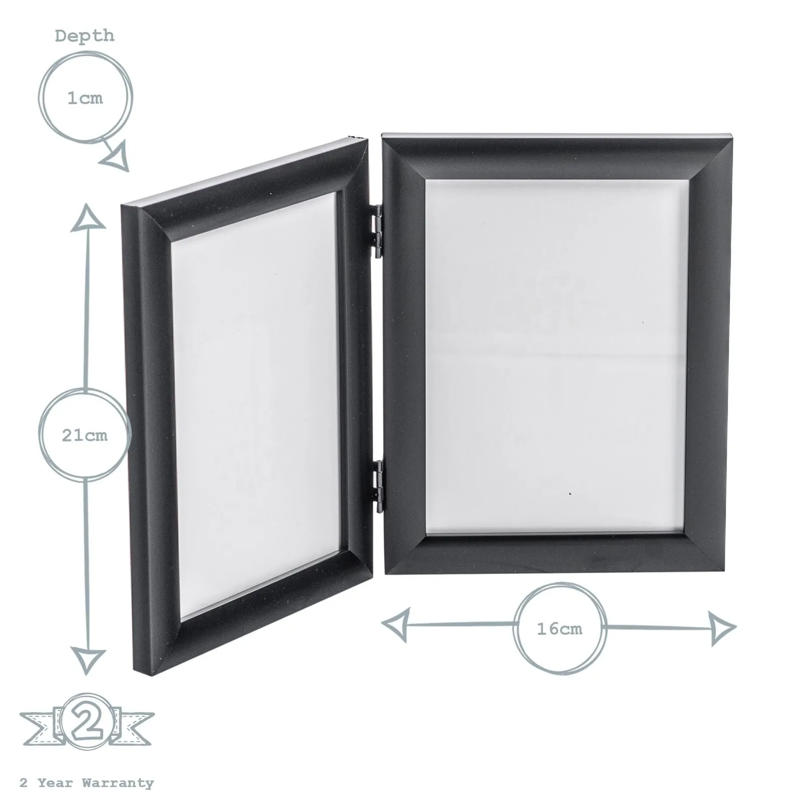 Nicola Spring Folding 2 Photo Frame - 5 x 7" - Black 3