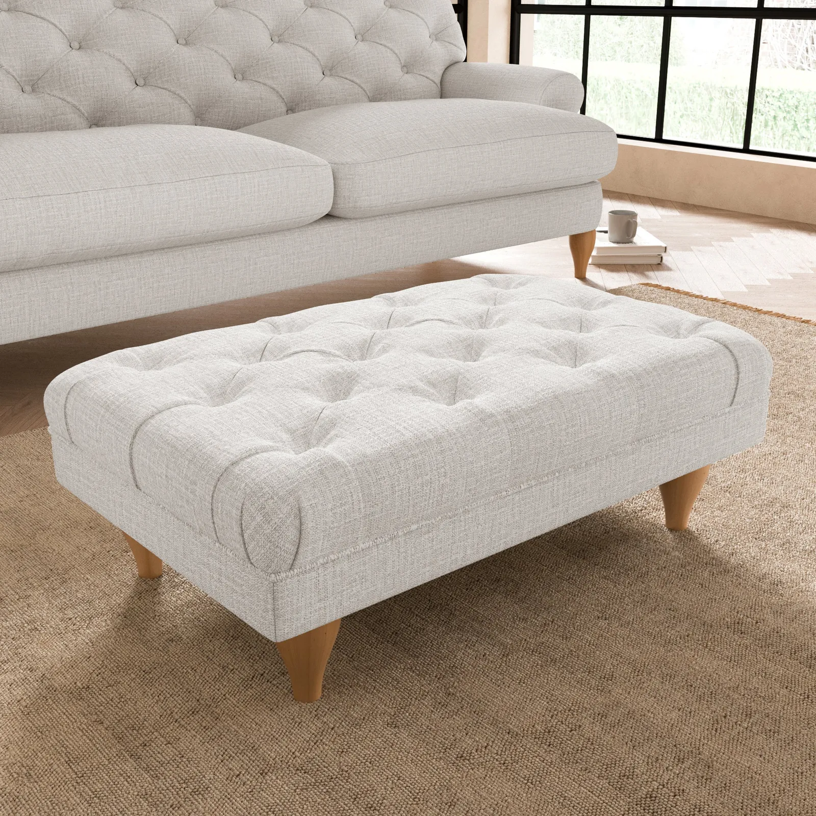 Warwick Textured Weave Footstool Textured Weave Sandstone