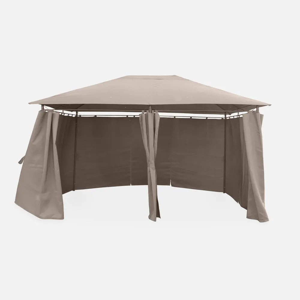 sweeek Heavy Duty 3x4m Gazebo With Curtains in Medium Beige 2