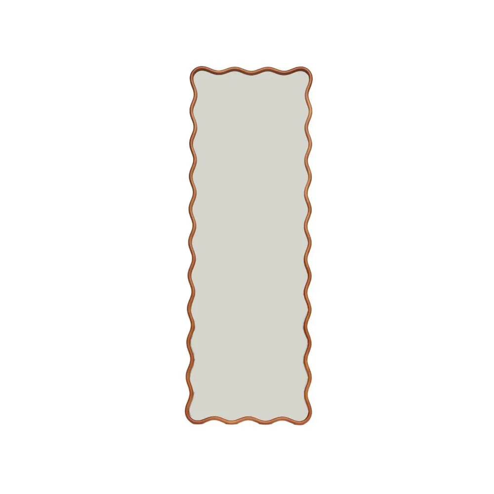sweeek floor mirror with rubberwood & steel base 172cm in Brown