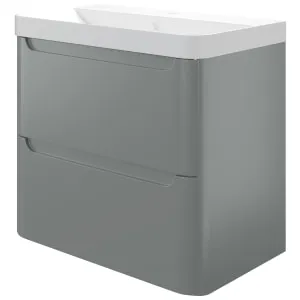 Wickes Malmo Dust Grey Wall Hung J Pull Compact Vanity Unit & Basin - 600 x 350mm