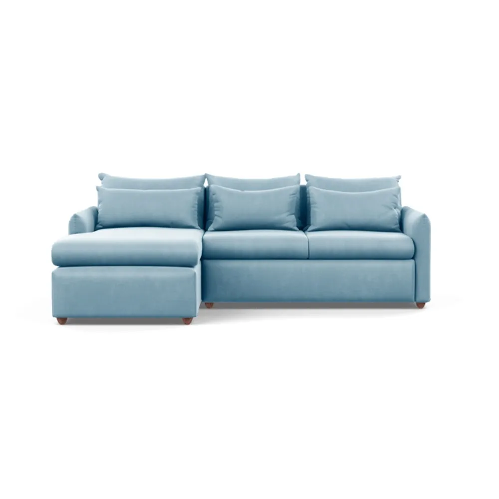 Heal's Pillow Medium Left Hand Corner Chaise Sofa Bed Varese Velvet Sky