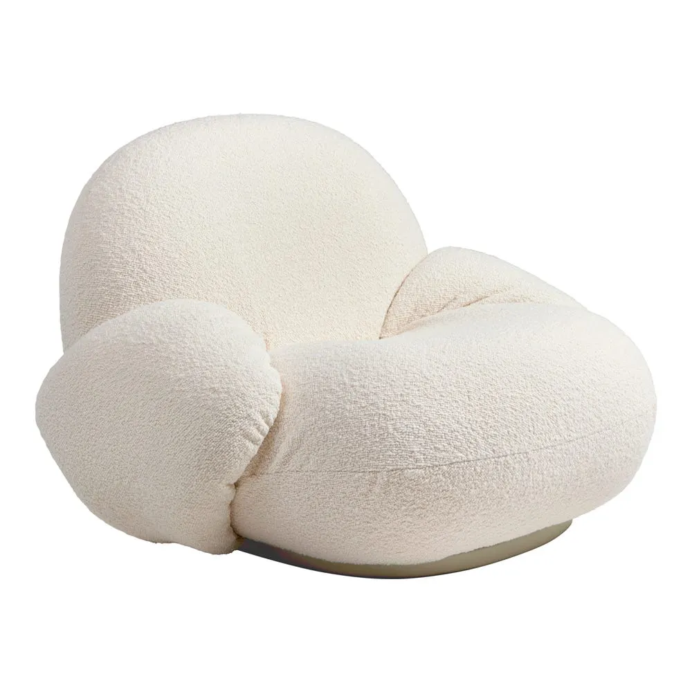 Gubi Pacha Lounge Chair with Armrests with Pearl Gold Base 2