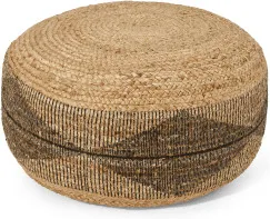Camden Pouffe, Natural & Black Jute