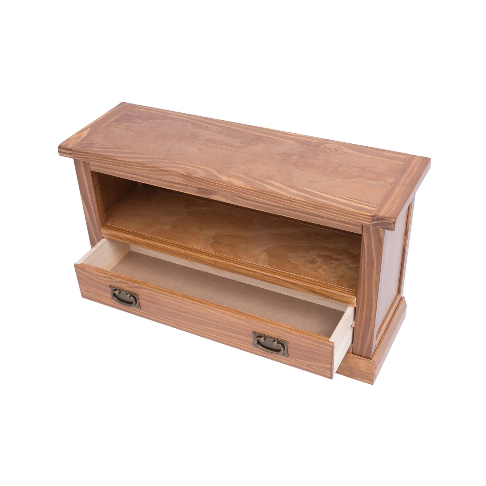 Cabinet Bits Tirolo Lacquered 1 Drawer TV Cabinet Brass Drop Handle in Brown 4