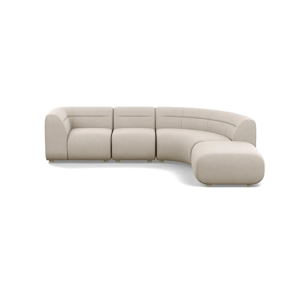 Heal's Lilli Right Hand Facing Curved Corner Sofa Broadweave Putty Natural Beech Feet 1