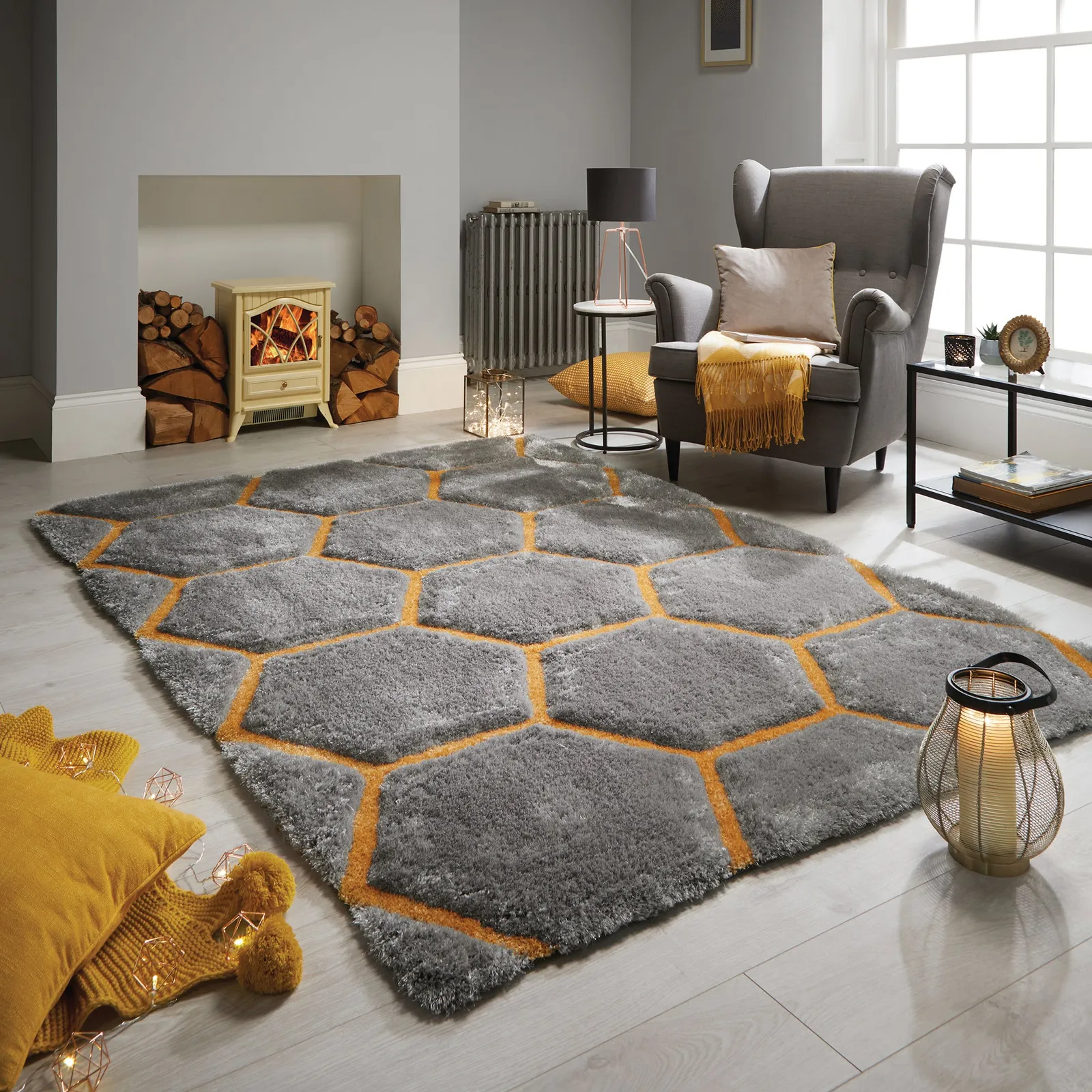 Honeycomb Rug Ochre