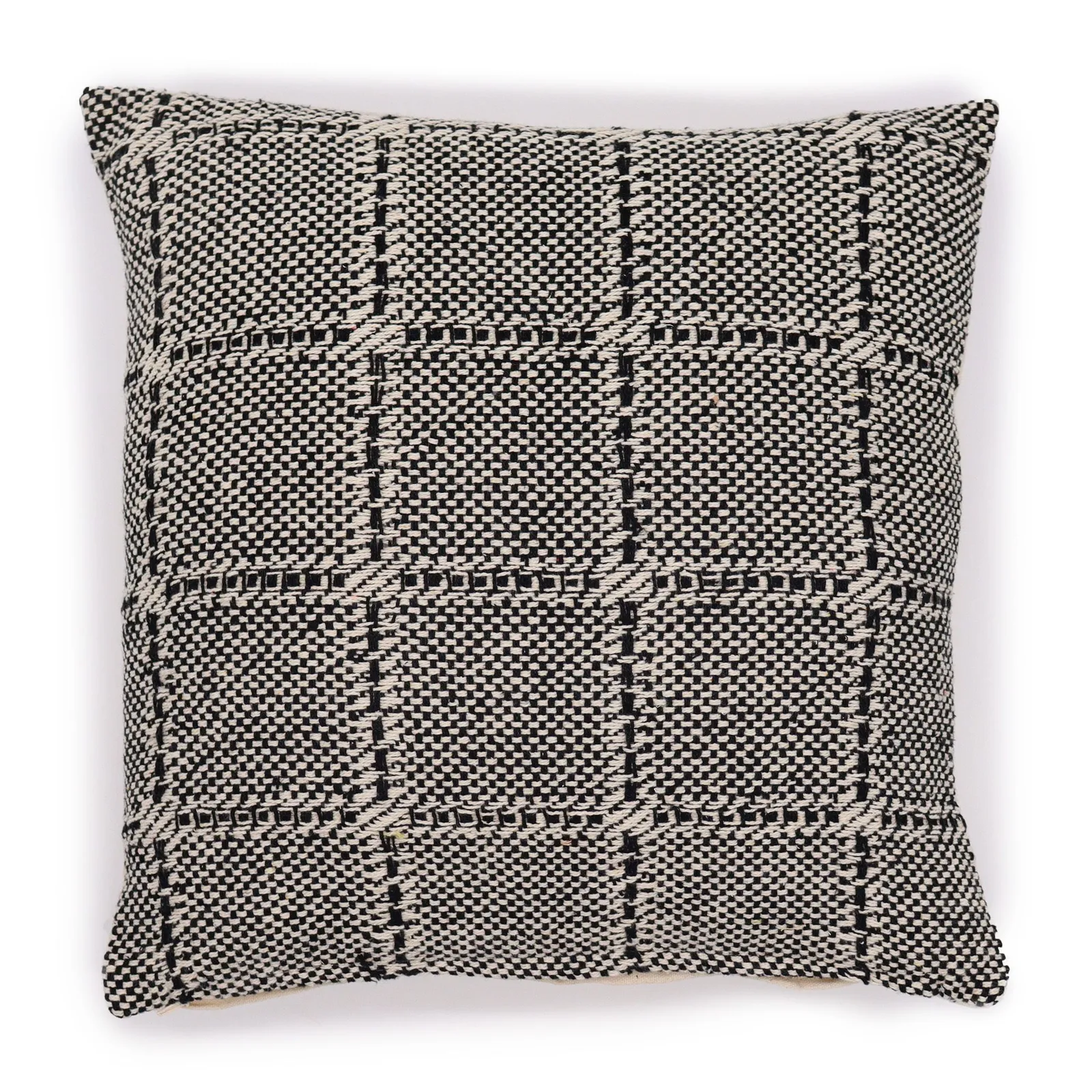KDMD Classic Cushion Cover - Squares Grey - 40x40cm in Black