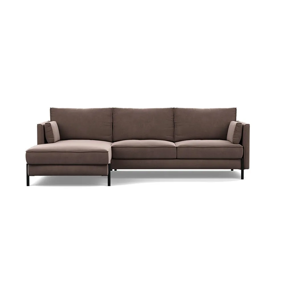Heal's Tortona Left Hand Facing 4 Seater Corner Chaise Smart Velvet Mouse Black Feet 1