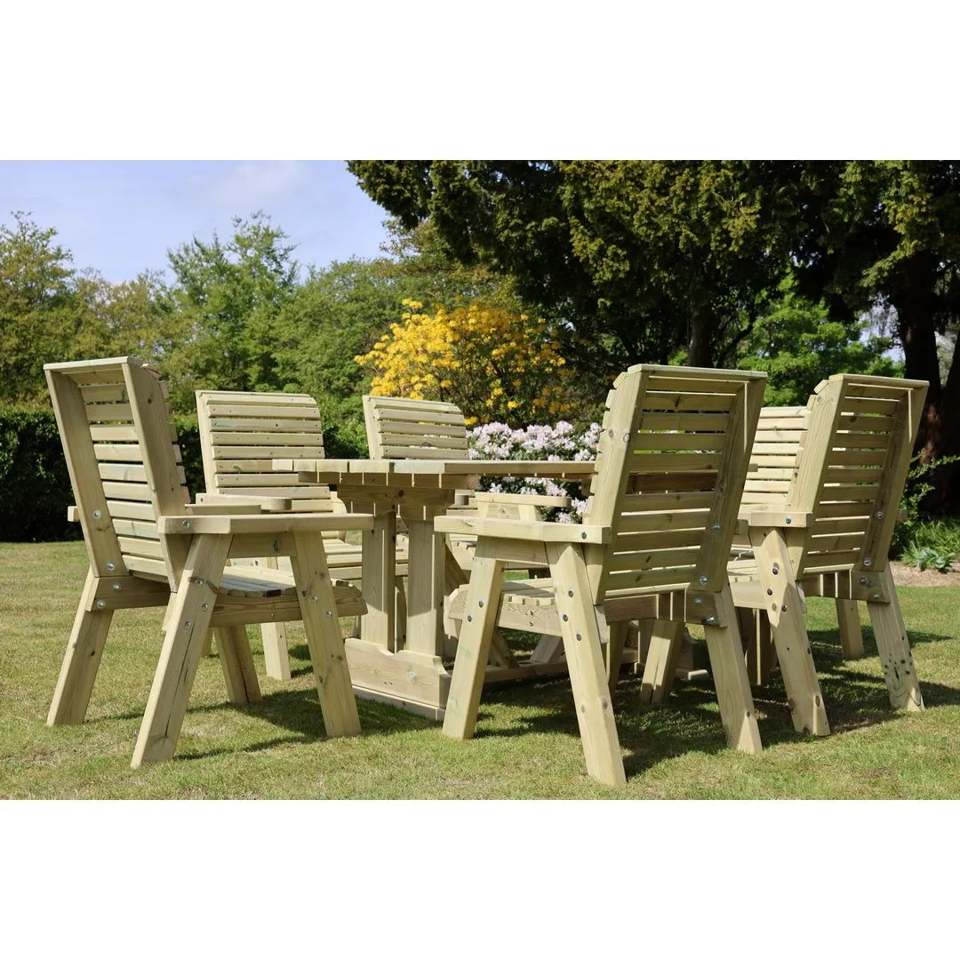 Churnet Valley Garden Furniture Ltd Ergo Dining Table Set with 6 Chairs - Minimal Assembly Required in Brown