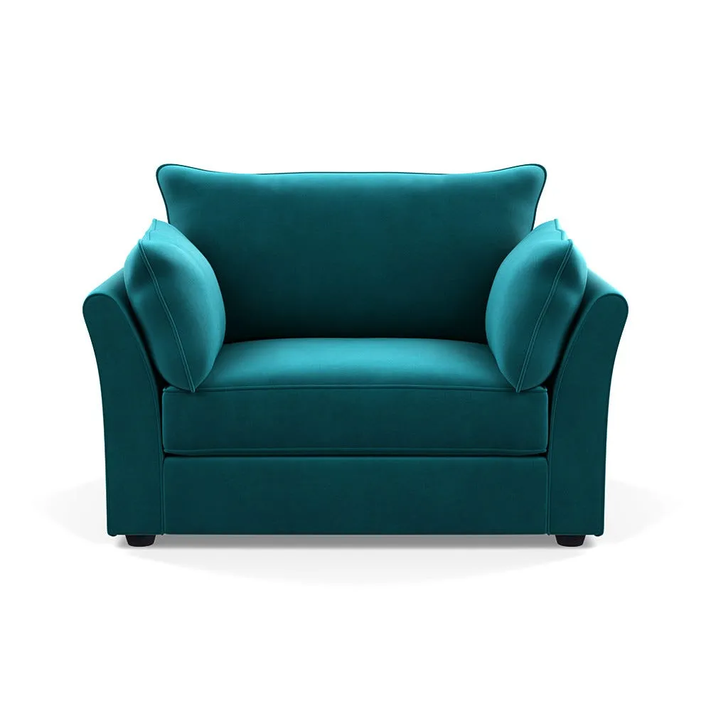 Heal's Tailor Loveseat Smart Velvet Petrol Black Beech Feet
