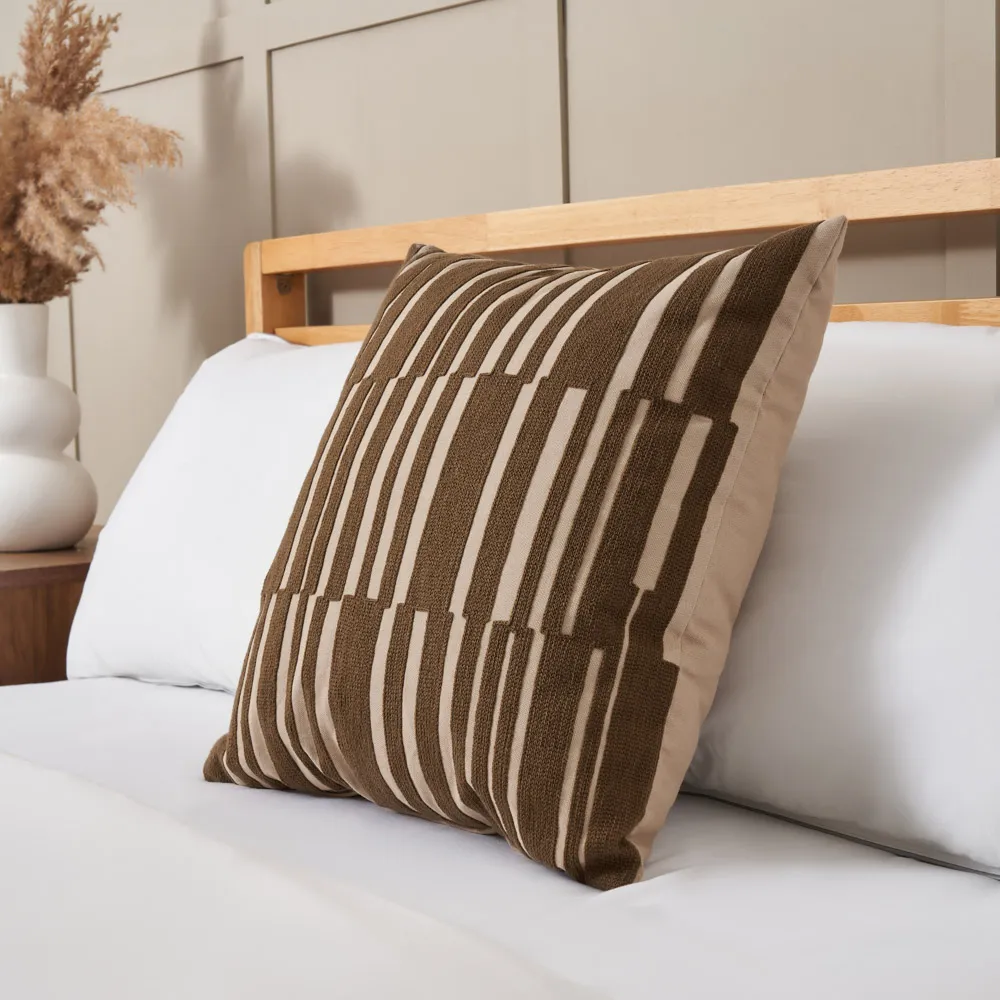 Geo Woven Jacquard Cushion, Brown