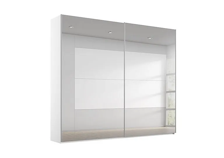 Rio 226cm 2 Door Sliding Wardrobe with Basic Interior Fittings Package - Alpine White