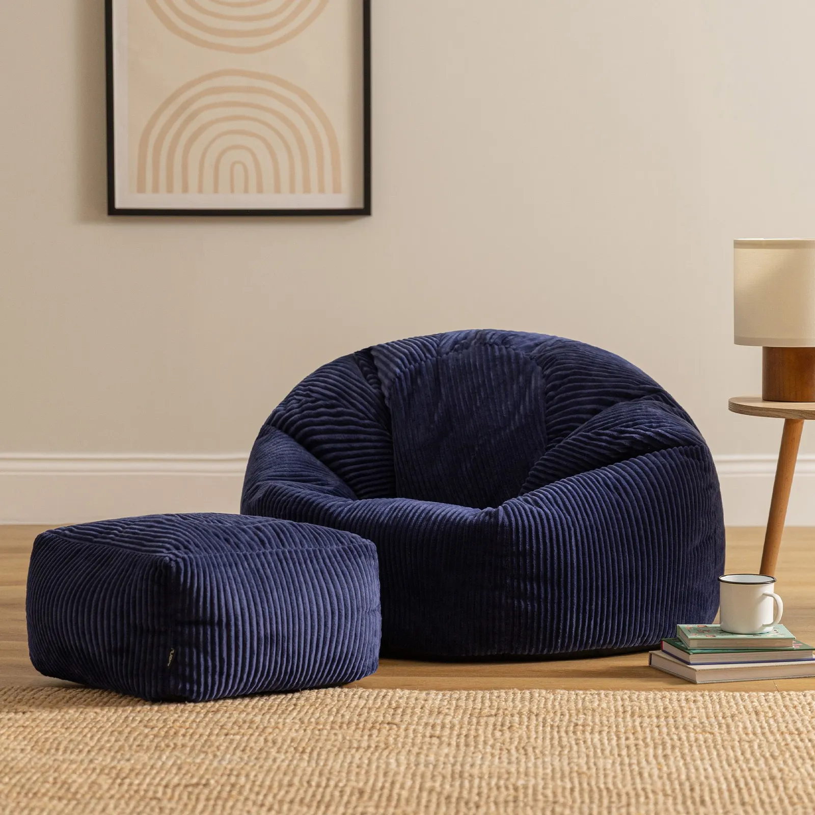 icon Kingston Bean Bag & Footstool Jumbo Cord Bundle in Navy