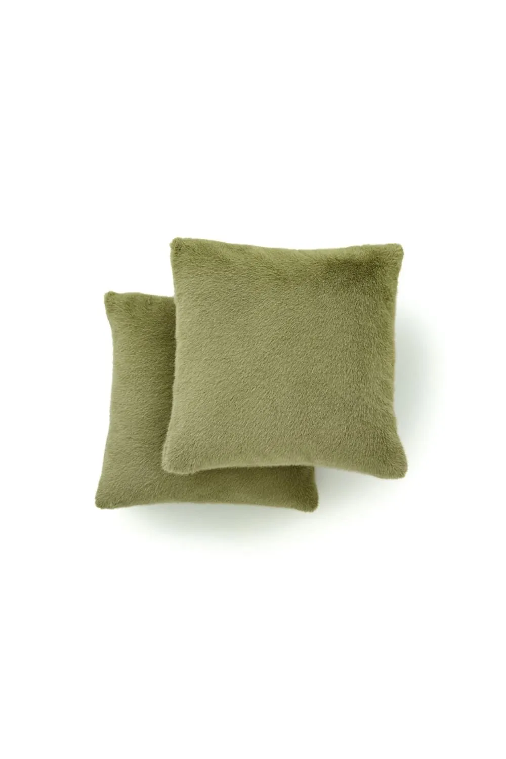 The Lyndon Company Ashford Supersoft Fibre Fill Faux Fur Pair of Cushions | Deyongs 1846 in Light Green 2